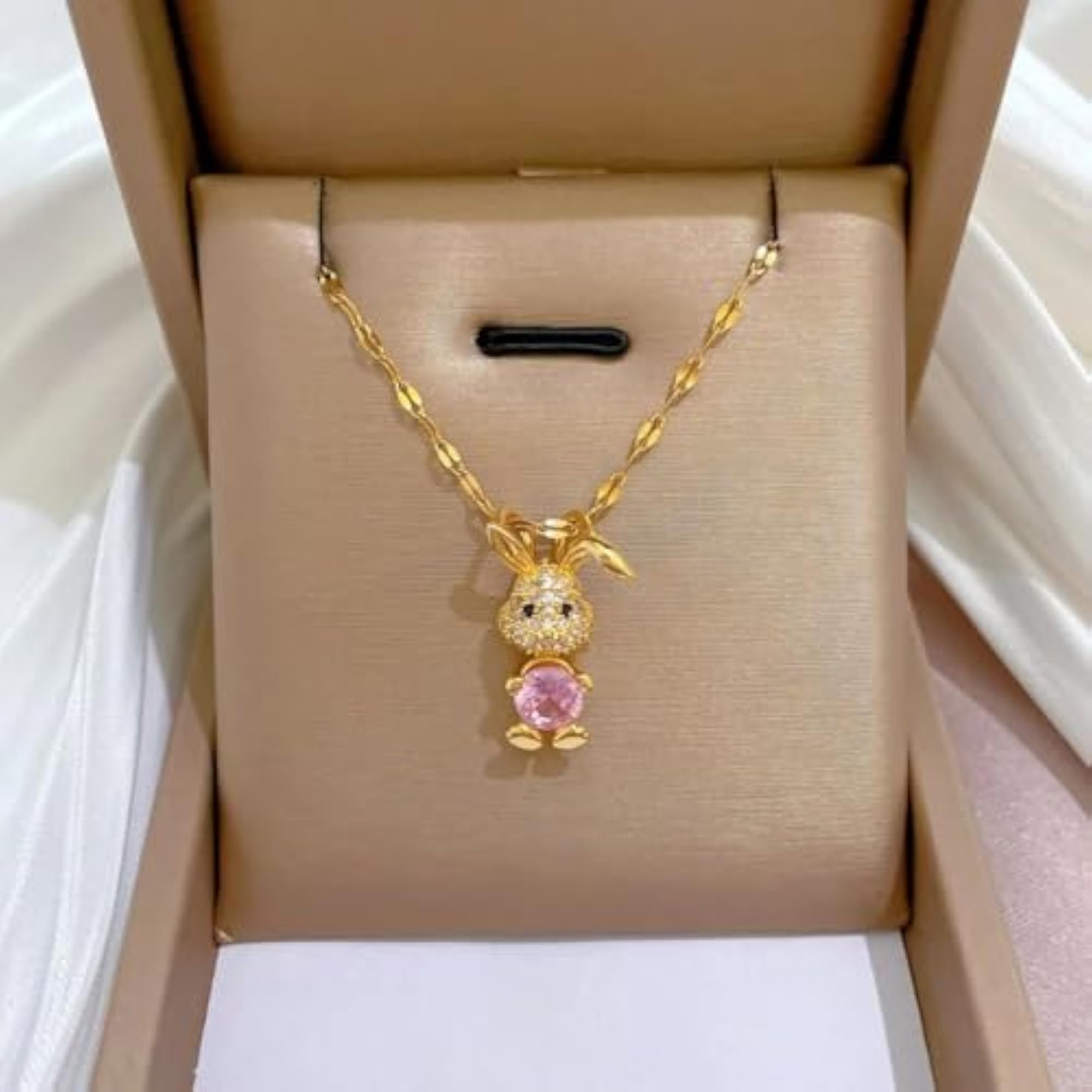 Cute Bunny Rabbit Gold Plated Pendant Necklace for Women